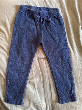 Zara Navy Button-Front Knit Leggings
